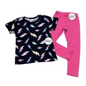 Dot Dot Smile Toddler Girls Size 2T Lightening Bolt Tee and Pink Legging Set NWT